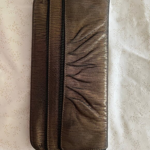 Lauren Merkin Shimmer Bronze Foldover Clutch - Picture 7 of 8